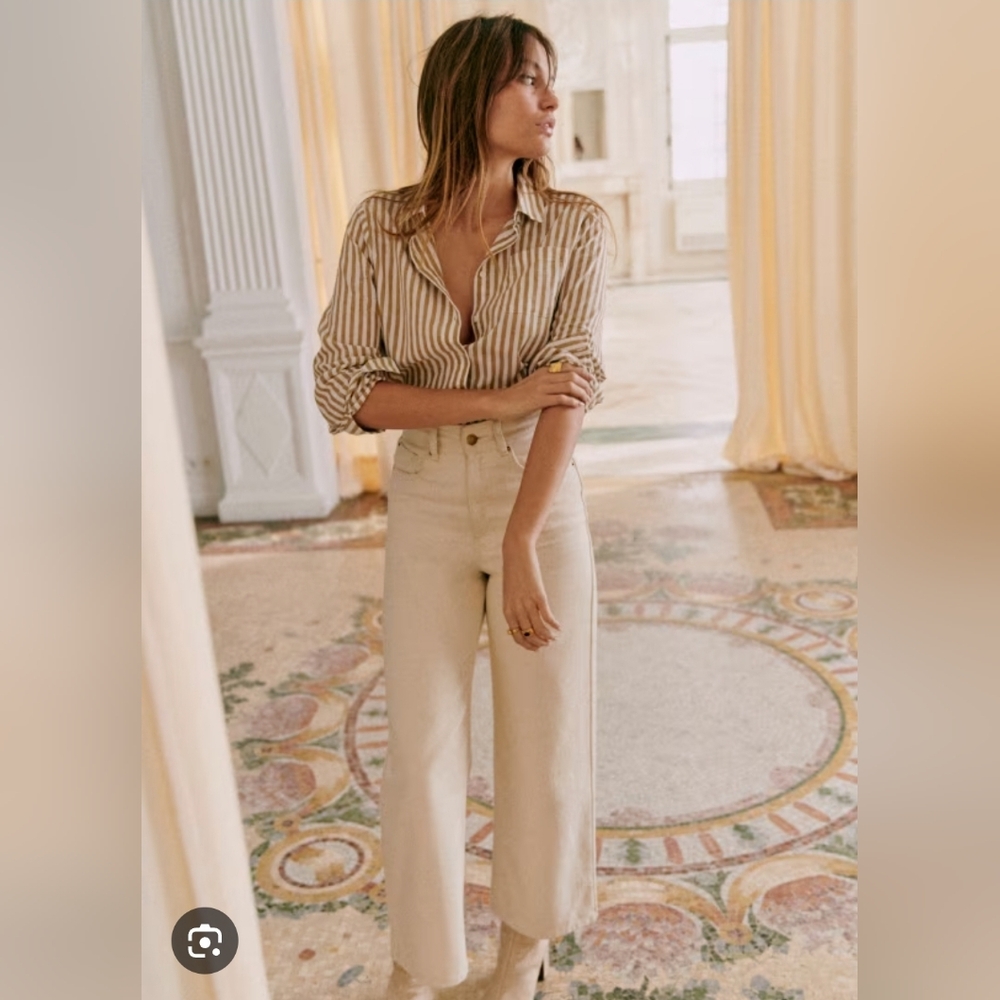 Sezane Cream High-Waisted Pants
